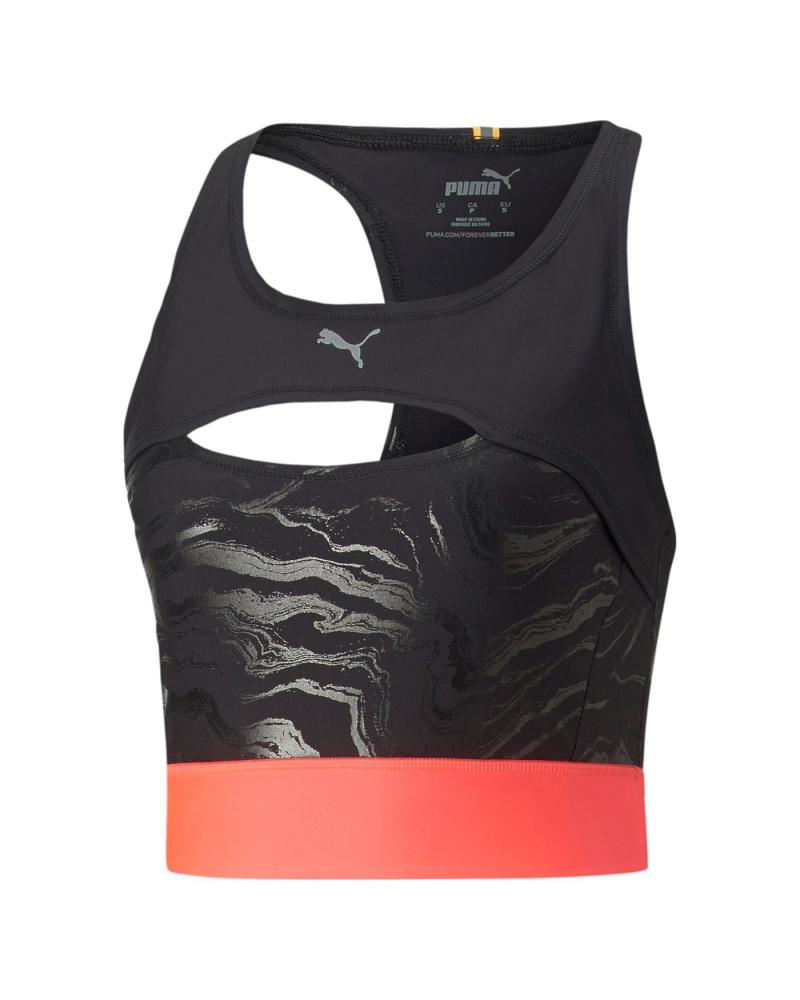 PUMA TOP DE CORRIDA FEMININO ULTRAFORM AOP CROP PRETO 522150-51 NEGRO
