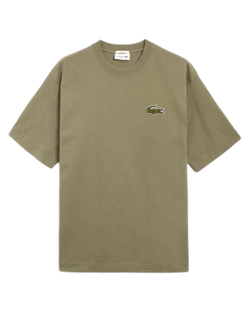 LACOSTE T-SHIRT VERT AVEC LOGO BRODÉ VERDE