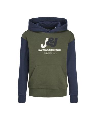 JACK AND JONES FELPA CON CAPPUCCIO BICOLORE VERDE E BLU GREEN
