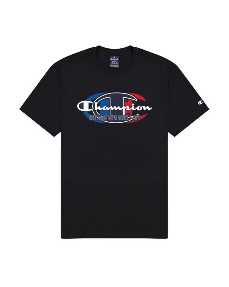 T-SHIRT CHAMPION DE MANGA CURTA PRETA PARA HOMEM - MODELO 217279-KK001 NEGRO