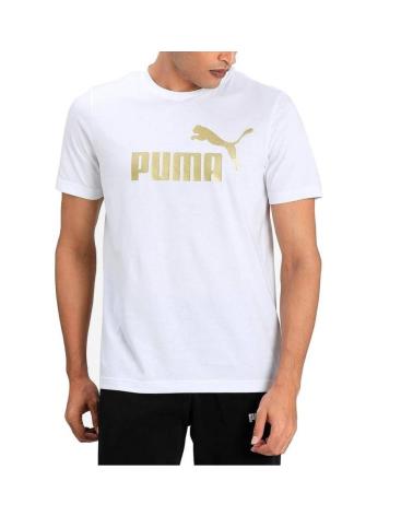 T-SHIRT PUMA ESS LOGO EXECUTION BIANCA CON LOGO DORATO 586758-02 BLANCO