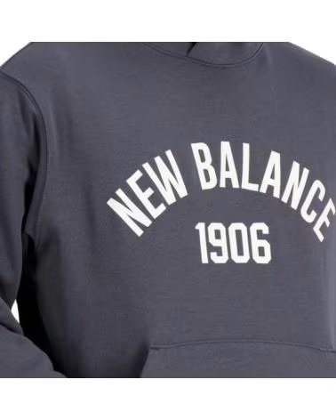 NEW BALANCE FELPA CON CAPPUCCIO ESSENTIALS VARSITY FLEECE MT33553-ACK GRIGIO SCURO MARRóN