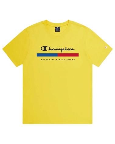 T-SHIRT CHAMPION YS011 AMARELA COM LOGOTIPO ESTAMPADO YS011