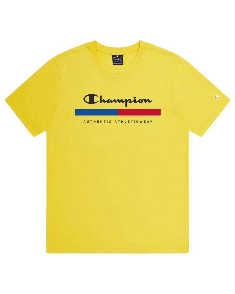 T-SHIRT CHAMPION YS011 AMARELA COM LOGOTIPO ESTAMPADO YS011