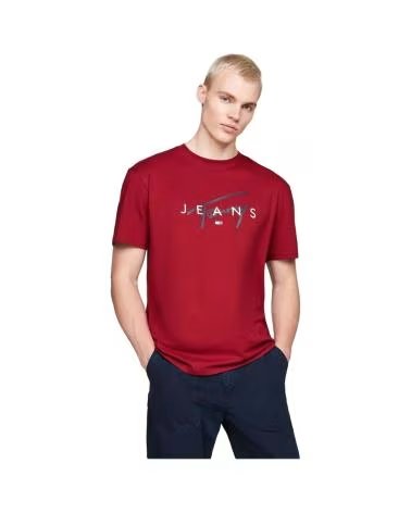 TOMMY HILFIGER CAMISETA T-SHIRT ROJA CON LOGO ESTAMPADO ROJO