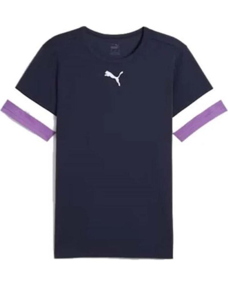 CAMISETA ESPORTIVA PUMA INDIVIDUALRISE MASCULINA AZUL MARINHO COM LISTRAS ROXAS AZUL