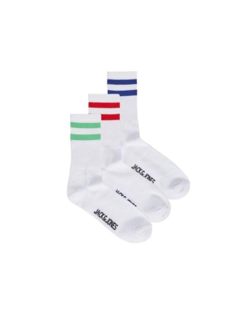 JACK & JONES SOCKEN 3ER PACK WEISS MIT FARBIGEN STREIFEN BLANCO