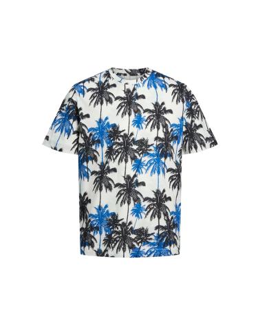 T-SHIRT JACK & JONES JORTULUM 12234211 A MANICHE CORTE STAMPATA GRIS
