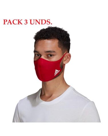 ADIDAS PACK 3 MASCARILLAS REUTILIZABLES S-XS NEGRO ROJO BLANCO HB7857 MULTICOLOR