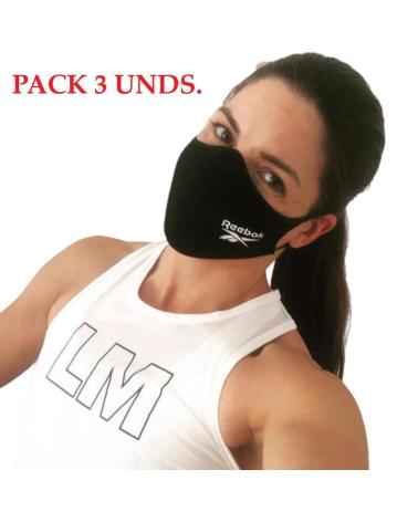 MASCARILLAS REEBOK FACE COVER SMALL PACK 3 UNIDADES NEGRAS H18221 NEGRO