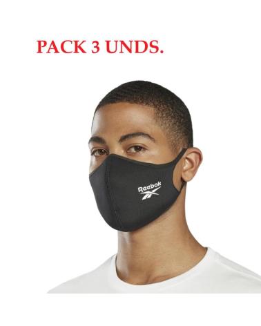 MASCARILLAS REEBOK FACE COVER SMALL PACK 3 UNIDADES NEGRAS H18221 NEGRO