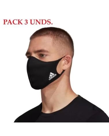 3ER PACK WIEDERVERWENDBARE ADIDAS CVR GESICHTSMASKEN GRÖSSE M-L H08837 NEGRO