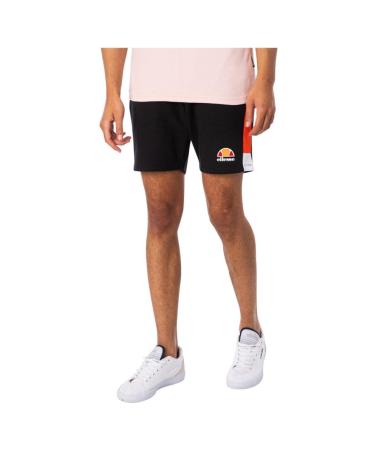 ELLESSE FARNIA SXR17845-011 - PANTALONES CORTOS DE HOMBRE NEGROS CON RAYAS BLANCAS Y ROJAS NEGRO
