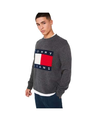 FELPA TOMMY JEANS GRIGIA CON LOGO BANDIERA CLASSICO GRIS