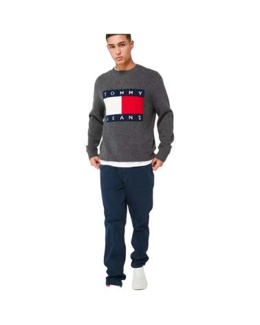 FELPA TOMMY JEANS GRIGIA CON LOGO BANDIERA CLASSICO GRIS