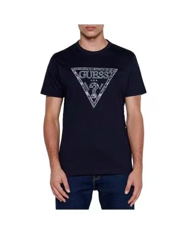 GUESS CAMISETA TRIANGLE EMBRO EN COLOR PARA HOMBRE AZUL