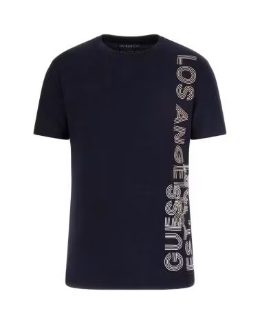 GUESS CAMISETA VERTICAL LOGO AZUL PARA HOMBRE AZUL
