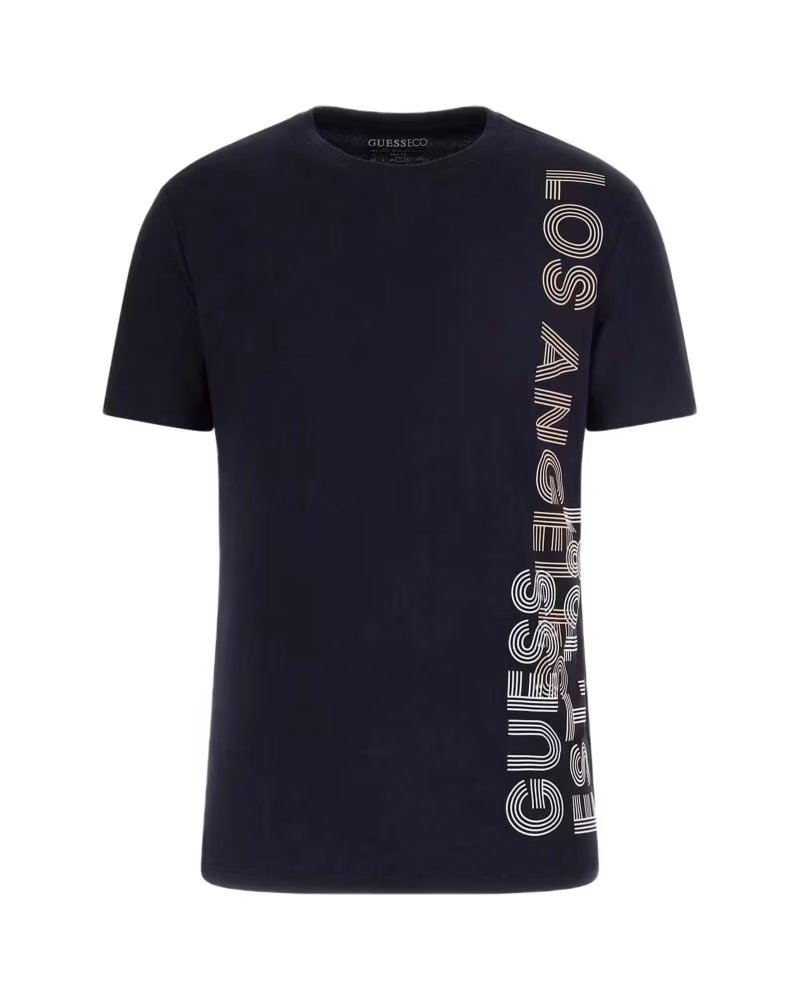 GUESS CAMISETA VERTICAL LOGO AZUL PARA HOMBRE AZUL