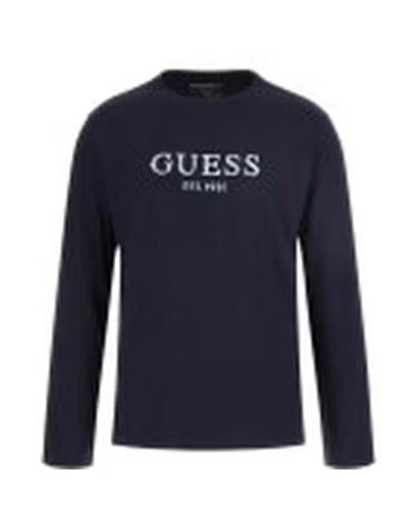 GUESS CAMISETA IRIDESCE LOGO AZUL MANGA LARGA PARA HOMBRE AZUL