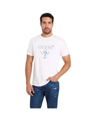 GUESS CAMISETA TREATED TRIANGLE EN COLOR PARA HOMBRE BLANCO