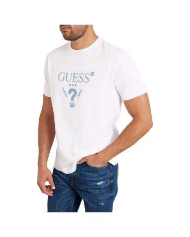 GUESS CAMISETA TREATED TRIANGLE EN COLOR PARA HOMBRE BLANCO