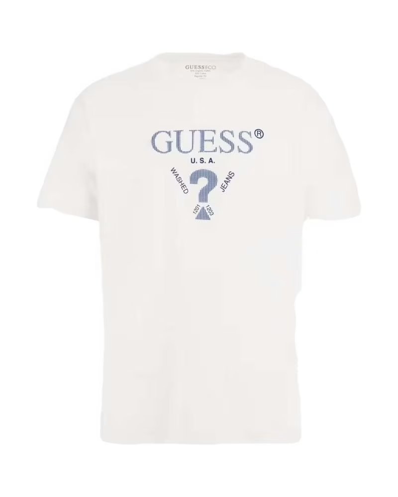 GUESS CAMISETA TREATED TRIANGLE EN COLOR PARA HOMBRE BLANCO