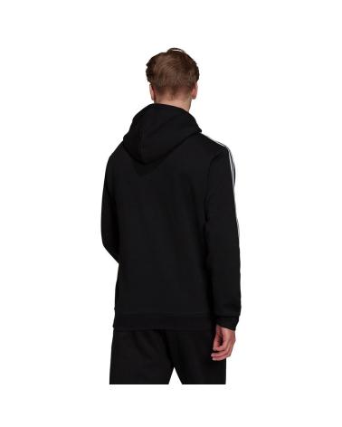FELPA CON CAPPUCCIO ADIDAS ESSENTIALS 3 STRISCE H14641 NERO/BIANCO NEGRO