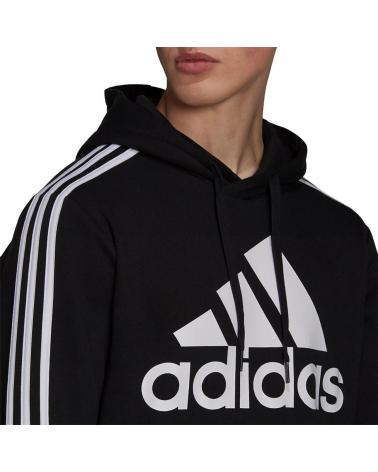 FELPA CON CAPPUCCIO ADIDAS ESSENTIALS 3 STRISCE H14641 NERO/BIANCO NEGRO