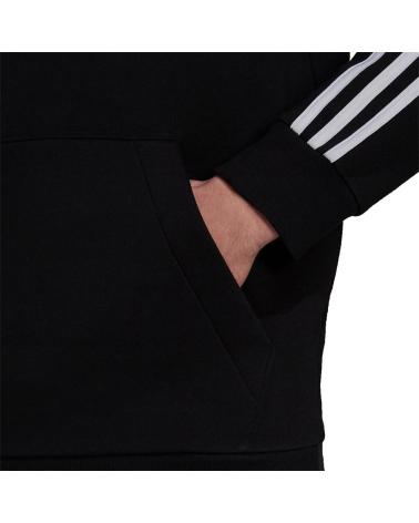 FELPA CON CAPPUCCIO ADIDAS ESSENTIALS 3 STRISCE H14641 NERO/BIANCO NEGRO