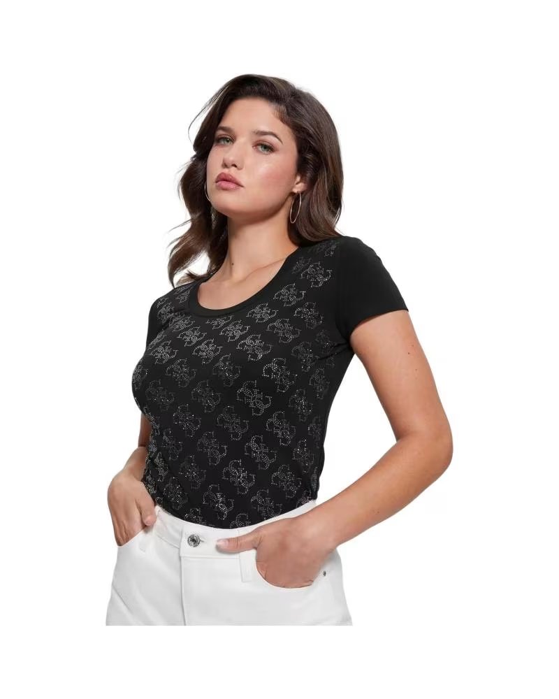 GUESS CAMISETA 4G ALLOVER TEE EN COLOR PARA MUJER NEGRO
