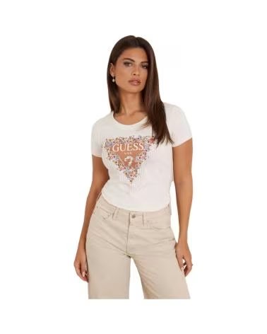 CAMISETA GUESS BOUQUET TRIANGLE BEIGE BEIGE
