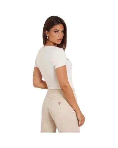 CAMISETA GUESS BOUQUET TRIANGLE BEIGE BEIGE