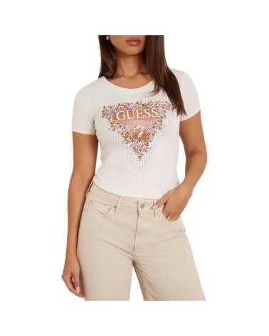 CAMISETA GUESS BOUQUET TRIANGLE BEIGE BEIGE