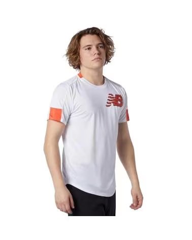 NEW BALANCE MAGLIETTA PRINTED FAST FLIGHT MT11241-WTH BIANCO BLANCO