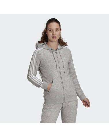 MOLETOM COM CAPUZ ADIDAS 3S FRENCH TERRY FULL ZIP CINZA GL0802 GRIS