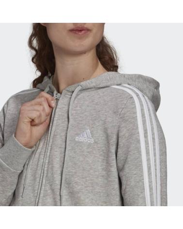 ADIDAS 3S FRENCH TERRY FULL ZIP HOODED SWEATSHIRT GREY GL0802 GRIS