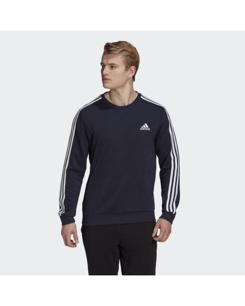MOLETOM ADIDAS 3 LISTRAS FRENCH TERRY AZUL MARINHO GK9079 AZUL