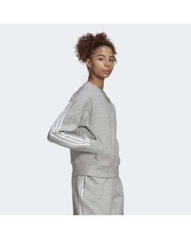 CAMISOLA DE MOLETOM FEMININA ADIDAS W FI 3S GOLA REDONDA CINZA GJ5447 GRIS