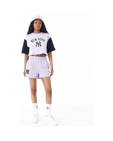 NEW ERA WOMEN'S PURPLE STRIPED SHORTS MORADO