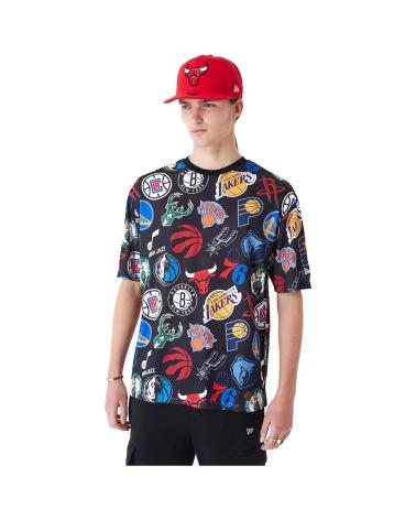 NEW ERA NBA MESH BLACK TEAM PATCHES T-SHIRT NEGRO
