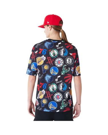 NEW ERA NBA MESH BLACK TEAM PATCHES T-SHIRT NEGRO