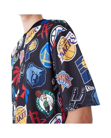 NEW ERA NBA MESH BLACK TEAM PATCHES T-SHIRT NEGRO