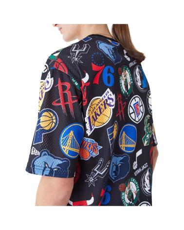 NEW ERA NBA MESH BLACK TEAM PATCHES T-SHIRT NEGRO