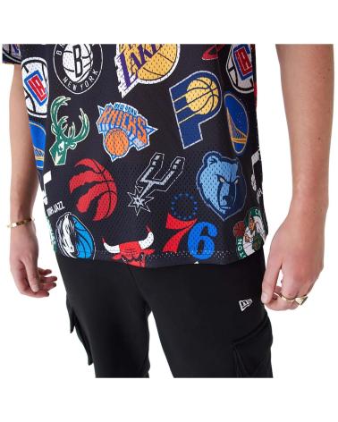 NEW ERA NBA MESH BLACK TEAM PATCHES T-SHIRT NEGRO