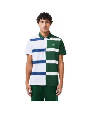 LACOSTE KURZARM-POLOSHIRT FÜR HERREN IM BICOLOREN STREIFENDESIGN VERDE