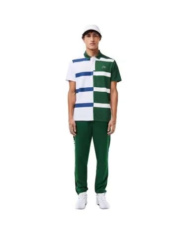 LACOSTE KURZARM-POLOSHIRT FÜR HERREN IM BICOLOREN STREIFENDESIGN VERDE