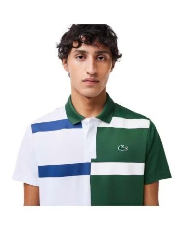 LACOSTE KURZARM-POLOSHIRT FÜR HERREN IM BICOLOREN STREIFENDESIGN VERDE