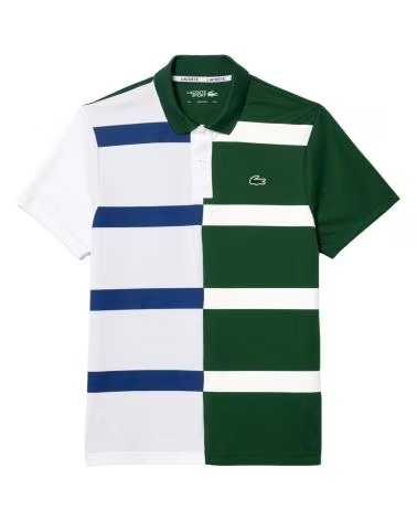LACOSTE KURZARM-POLOSHIRT FÜR HERREN IM BICOLOREN STREIFENDESIGN VERDE