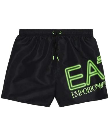EMPORIO ARMANI BLACK SWIM BOXER WITH NEON LOGO NEGRO