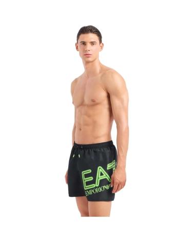 EMPORIO ARMANI BLACK SWIM BOXER WITH NEON LOGO NEGRO
